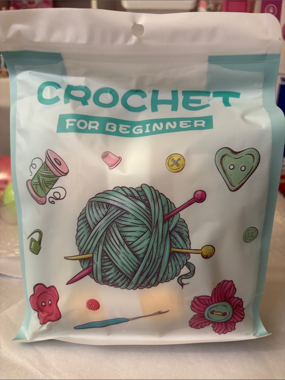 Crochet Kit for Beginner – Mint Green Craft Yarn Set